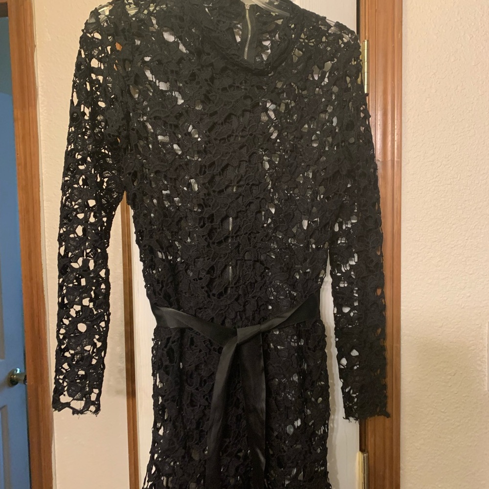 Black lace dress with long sleeves